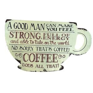 Metal Sign Coffee Shop Funny Christmas Gift Kitchen Set of 2 Rare